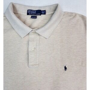 Polo Ralph Lauren Long Sleeve Polo Shirt Mens 2XLT Tall Beige Blue‎ LIMITED USE